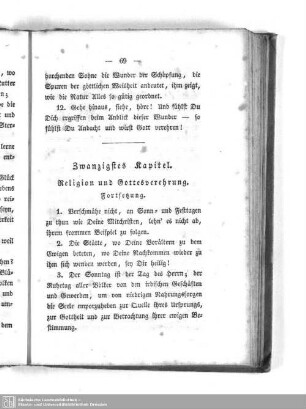 Zwanzigstes Kapitel. Religion und Gottesverehrung. Fortsetzung
