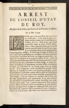 1-3, Arrest Du Conseil D´Etat Du Roy