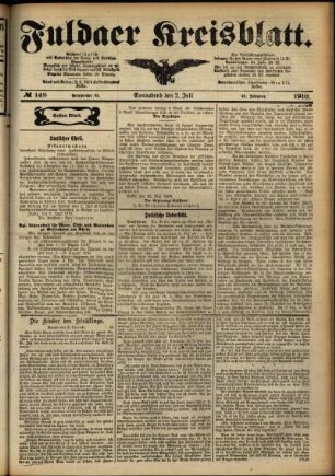 Erste Ausgabe vom Samstag, den 02. Juli 1910.