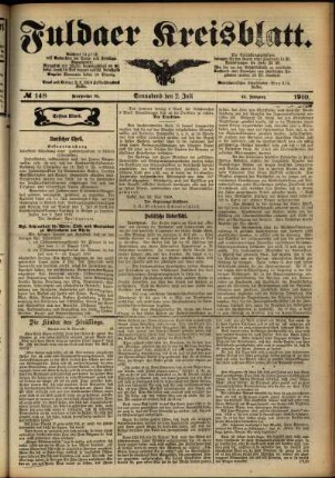 Erste Ausgabe vom Samstag, den 02. Juli 1910.