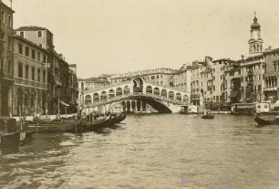Venedig, Canale Grande : Italien, Venedig, Canale Grande, Blick zur Rialtobrücke (bis 1854 die einzige Brücke über den Canale Grande)