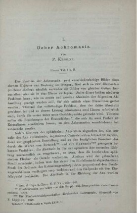 I. Ueber Achromasie.