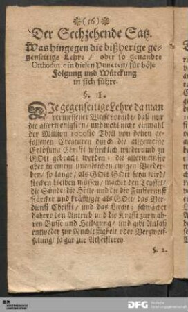 Der Sechzehende Satz.