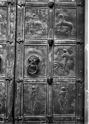 Rechter Türflügel mit alttestamentlichen und allegorischen Darstellungen