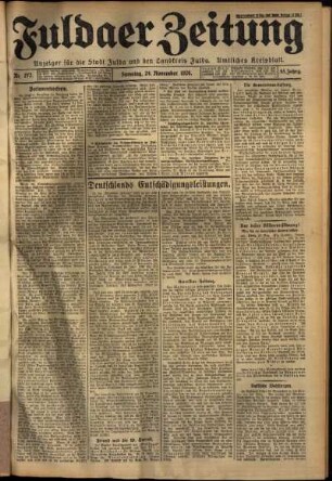 Erste Ausgabe vom Samstag, den 24. November 1928.