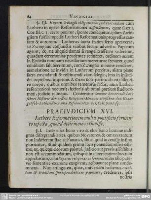 Praeiudicium XVI. Lutheri Reformationem multa pontificio fermento infecta, quod doctrinam retinuisse