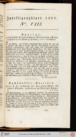 Intelligenzblatt Nro. VIII