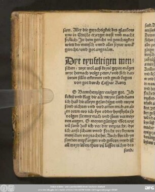 Dye eynfeltigen menschen/ wye wol auß keyne[n] gespot/ mögen wye hernach volgt peten/ vnd sich darinnen selbs erkennen vnd gnad begern von got durch Caspar Kantz