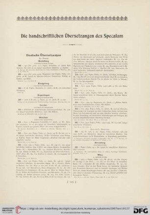 Die handschriftlichen Übersetzungen des Speculum