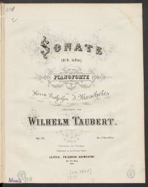 Sonate (No. 6. in D m) : für das Pianoforte Op. 114