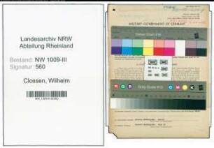 Entnazifizierung Wilhelm Clossen , geb. 07.12.1906 (Verwaltungsgehilfe)