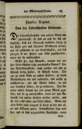 Fünftes Kapitel. Von den Leidenschaften überhaupt.