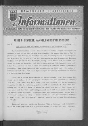 Der Fremdenverkehr im Monat November 1954 : Nr. 2