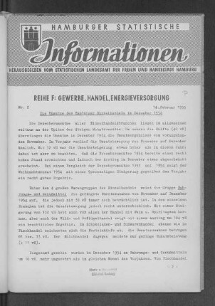 Der Fremdenverkehr im Monat November 1954 : Nr. 2