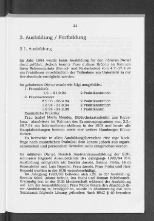 3. Ausbildung / Fortbildung