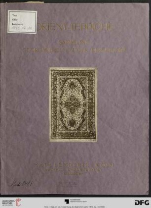 Nr. 295: Math. Lempertz'sche Kunstversteigerung: Orient-Teppiche, Sammlung Georg Wilhelm Müller, Düsseldorf : Versteigerung: Mittwoch, 18. und Donnerstag, 19. Dezember 1929