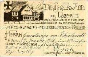 Einladung zur Einweihung des Kasinos an Generalmajor von Eberhardt