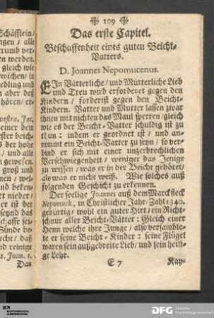 Das erste Capitel. Beschaffenheit eines guten Beicht-Vatters.