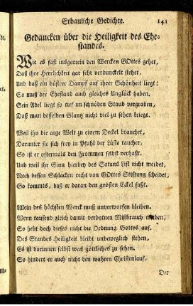 Gedancken über die Heiligkeit des Ehestandes.