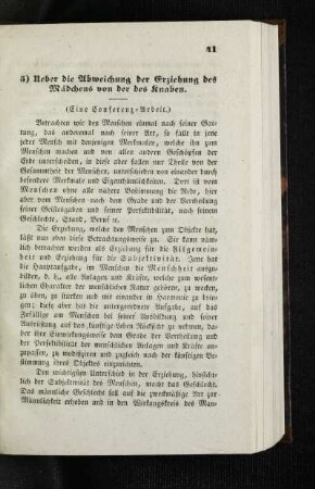 Ueber die Abweichung der Erziehung des Mädchens von der des Knaben : (eine Conferenz-Arbeit)