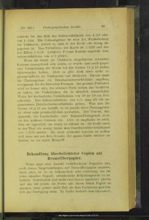 Behandlung überbelichteter Copien auf Bromsilberpapier