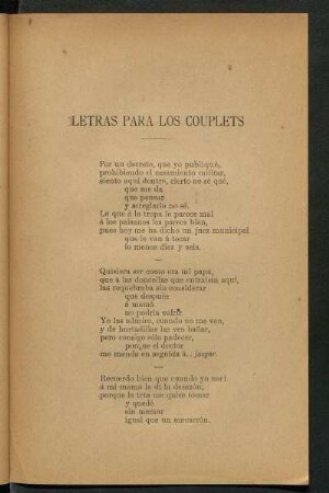 Letras para los couplets