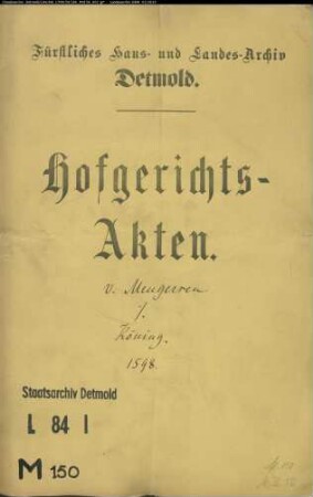 von Mengersen, Hermann gegen Henrich Konning genannt Kosterhenrich - Rückständige Pacht