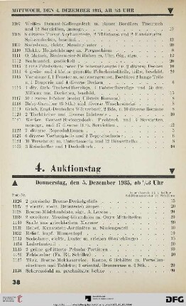 4. Auktionstag Donnerstag, den 5. Dezember 1935, ab ½ 3 Uhr (Nr. 1126-1500)