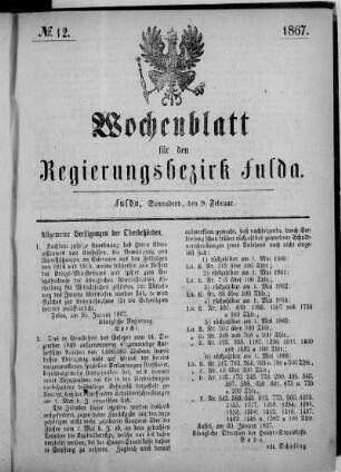 Nr. 12, Ausgabe vom 9. Februar 1867