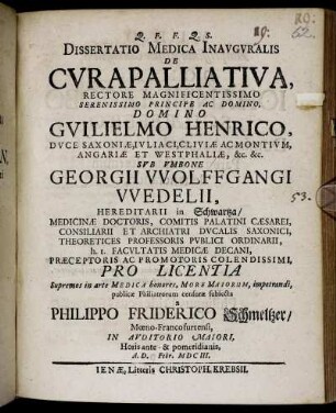Dissertatio Medica Inauguralis De Cura Palliativa
