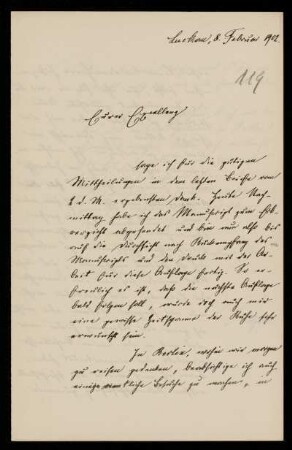 119: Brief von Friedrich Ritgen an Gottlieb Planck, Luckau (Landkreis Dahme-Spreewald), 8.2.1902