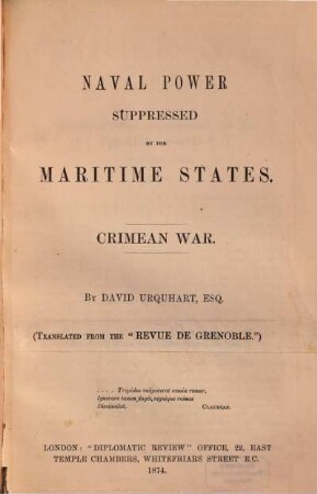 Naval power suppressed by the Maritime states : Crimean war