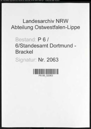 Sterberegister Standesamt Dortmund-Brackel (VI)