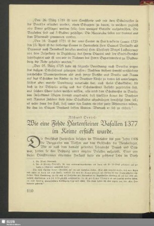 Wie eine Fehde Hartensteiner Vasallen 1377 im Keime erstickt wurde