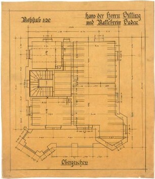 Billing, Hermann; Baden-Baden, Beuttenmüllerstr. 7 (früher 5); Haus Billing und Mallebrein - Grundriss OG