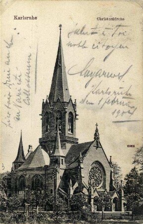 Postkartensammlung Weis mit Ansichten Karlsruhes. Christuskirche