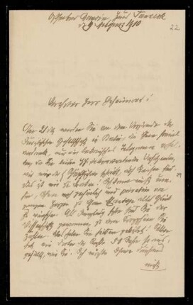 Brief von Richard Koch an Otto von Gierke, Ostseebad [...], 19.8.1910