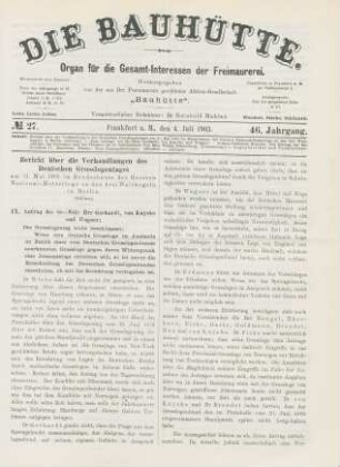 No. 27. Frankfurt a. M., den 4. Juli 1903. 46. Jahrgang.
