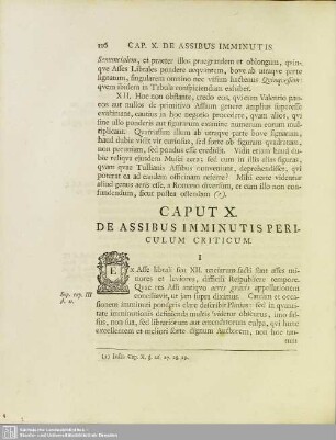 Caput X. De Assibus Imminutis Periculum Criticum
