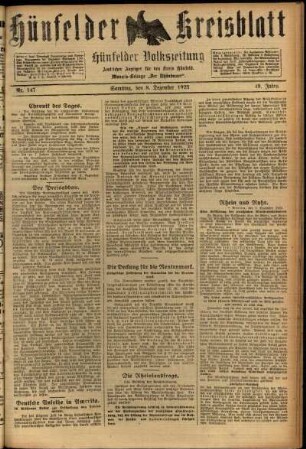 Ausgabe vom Samstag, den 08. Dezember 1923.