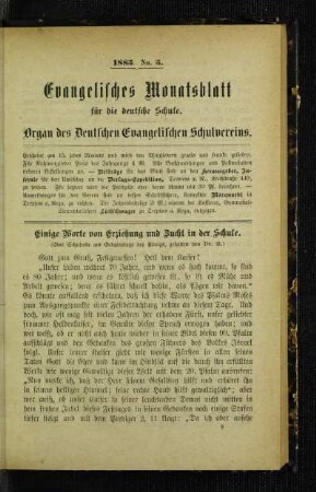 Einige Worte von Erziehung und Zucht in der Schule : eine Schulrede am Geburtstage des Königs