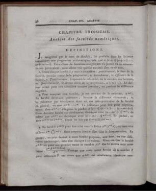 Chapitre Troisième. Analyse des facultés numériques.