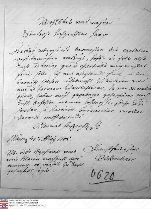 Beilage zum Ehevertrag zwischen Carl Anton Emmerich und Catharina Freiin Wambold