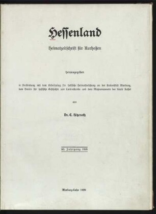 50.1939: Hessenland : Heimatzeitschrift für Kurhessen