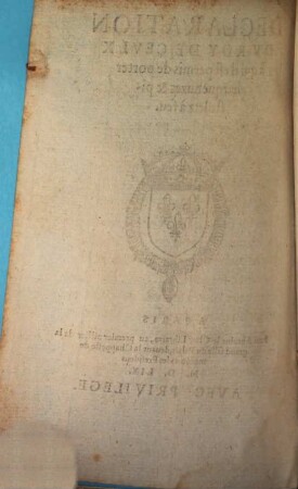Declaration du roy de ceulx à qui il est permis de porter harquebuzes
