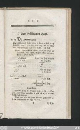 I. Vom beschlagenen Holze.