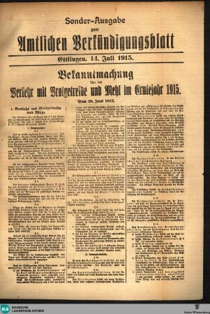 Mittelbadischer Courier : Ettlinger Tagblatt ; mit den neuesten Handels-Nachrichten für Stadt und Bezirk Ettlingen, Sonderausgabe zum Amtlichen Verkündigungsblatt 14. Juli 1945