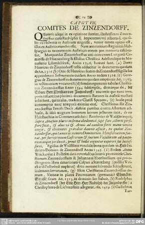 Caput VII. Comites de Zinzendorff