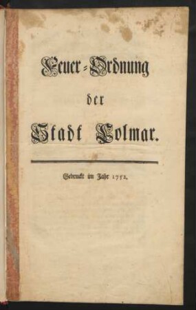 Feuer-Ordnung der Stadt Colmar