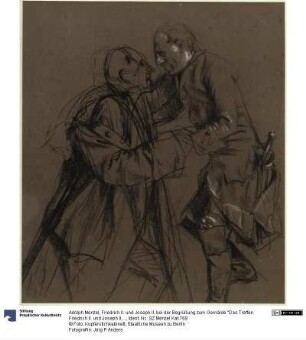 Friedrich II. und Joseph II. bei der Begrüßung zum Gemälde "Das Treffen Friedrich II. und Joseph II. in Neisse"